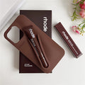 RHODE Lip Gloss Phone Case For iPhone 17 Air 16 15 14 13 12 11 Pro Max Gray Toast Espresso Ribbon Lipstick Holder Silicone Cover