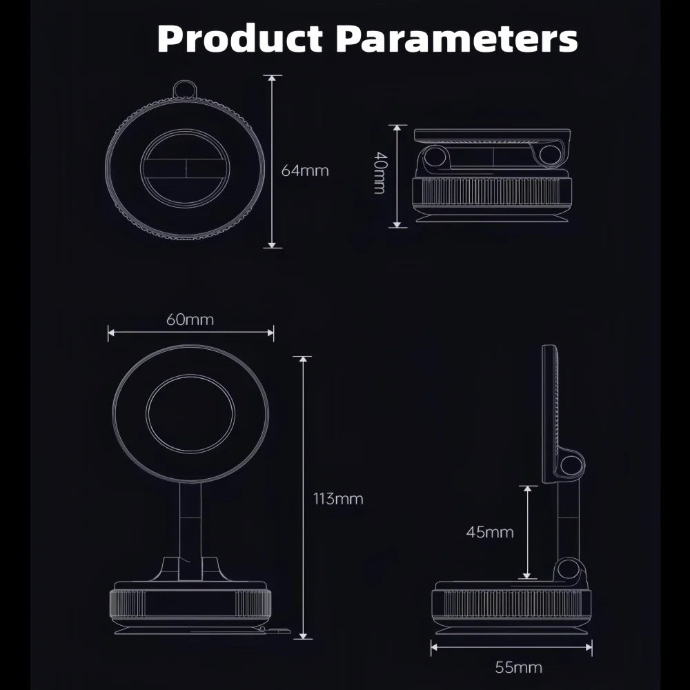 Car Vacuum Suction Phone Holder Foldable Rotatable Strong Grip for Mobile Live Streaming Navigation Suitable for Most Phones